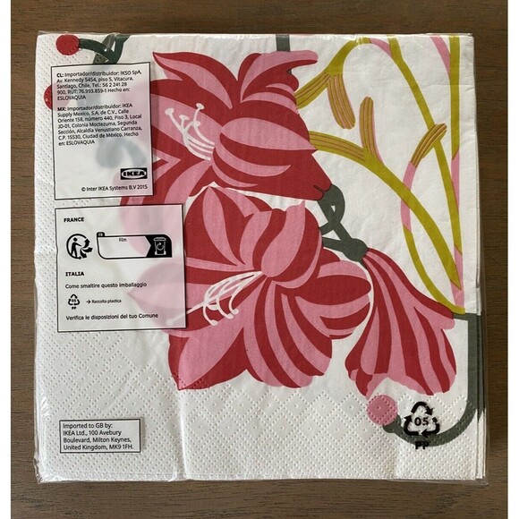 Ikea Vinterfint Paper Napkins Set of 30 Christmas Amaryllis 605.811.33 Fast Ship - Picture 4 of 4
